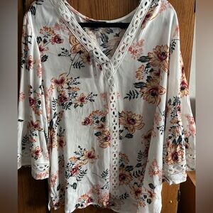 Floral Lace Trim Women's Top